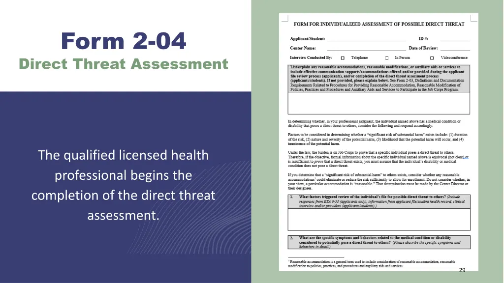 form 2 04 direct threat assessment