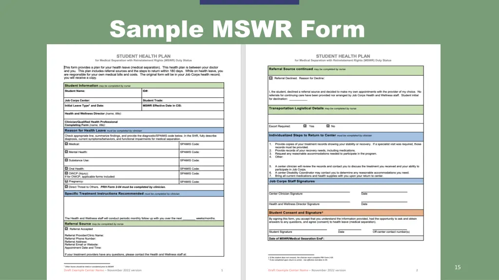 sample mswr form
