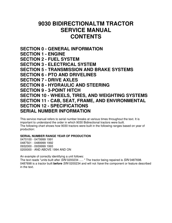 9030 bidirectionaltm tractor service manual