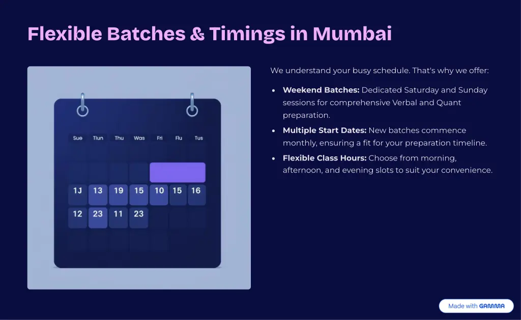 flexible batches timings in mumbai