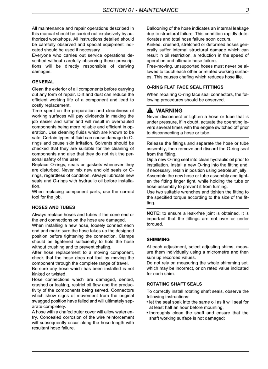 section 01 maintenance
