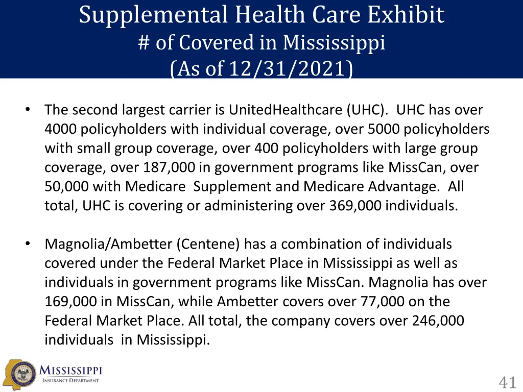 supplemental health care exhibit of covered 1