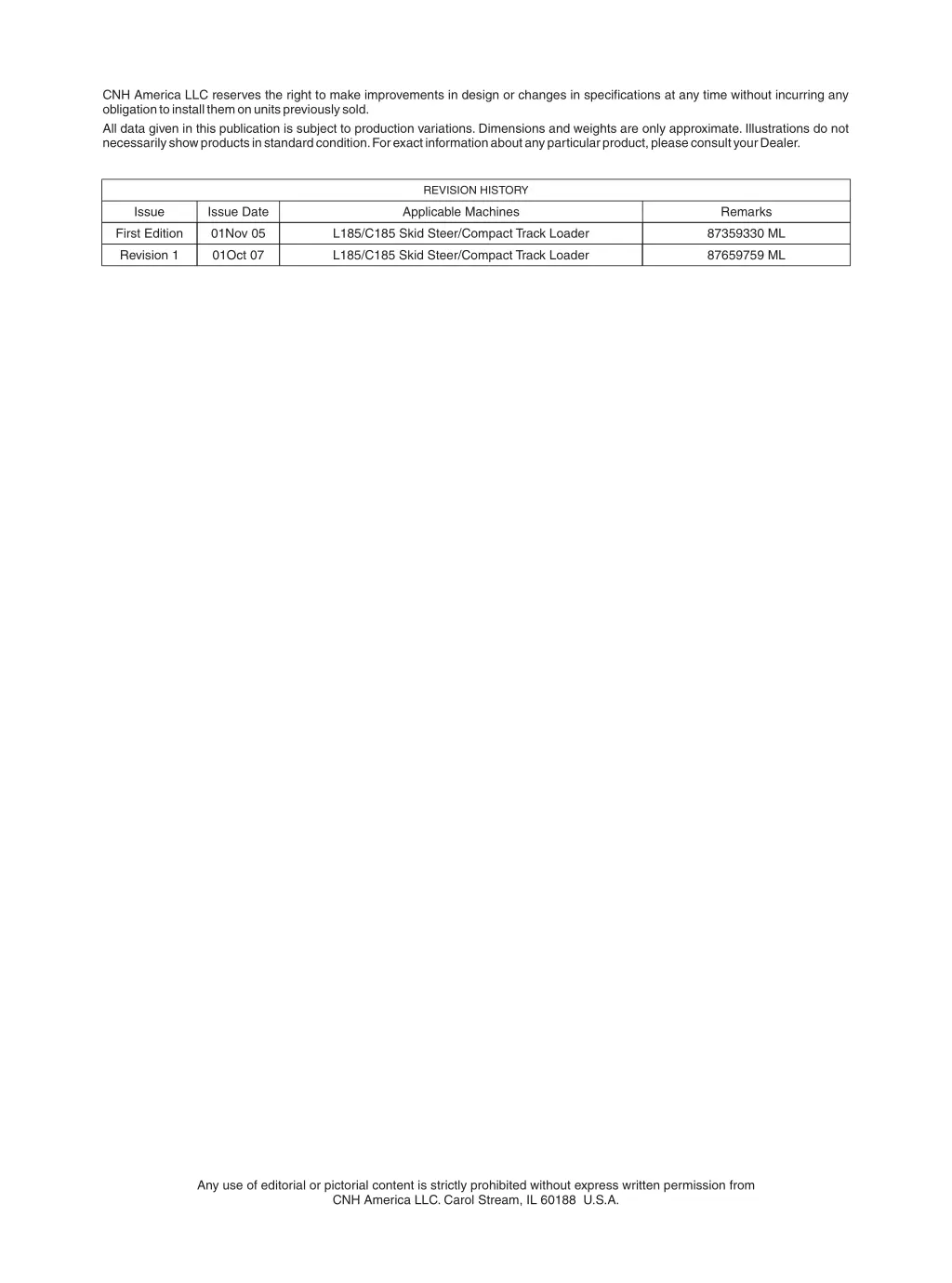cnh america llc reserves the right to make