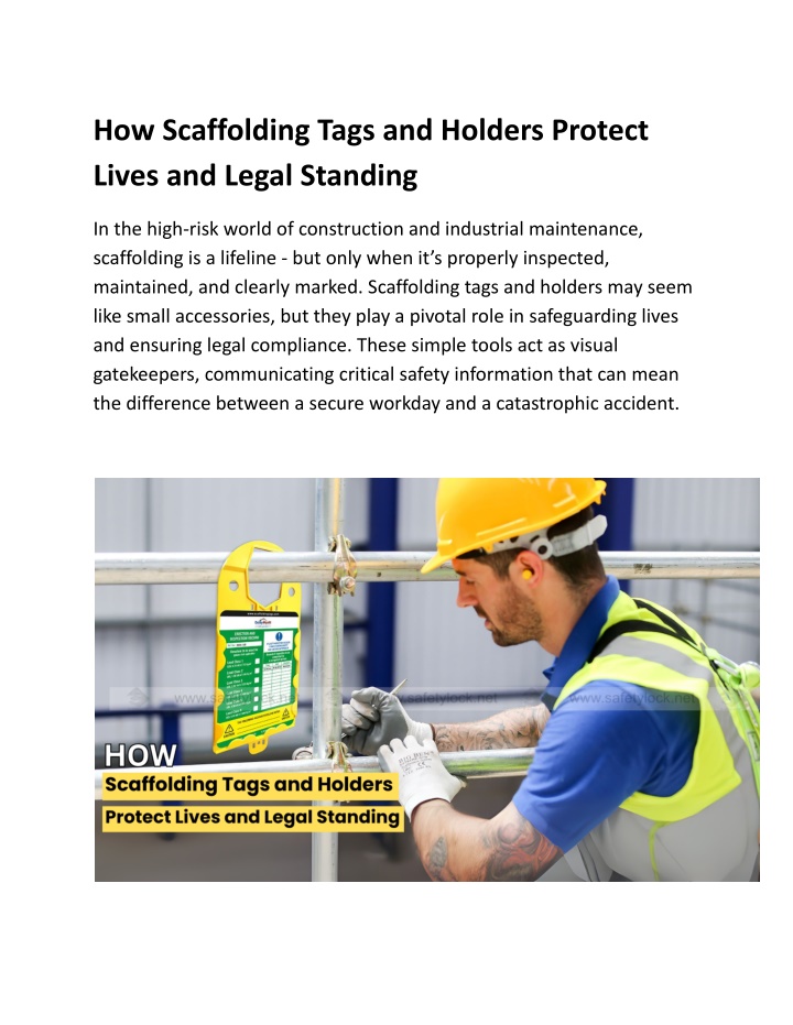 how scaffolding tags and holders protect lives