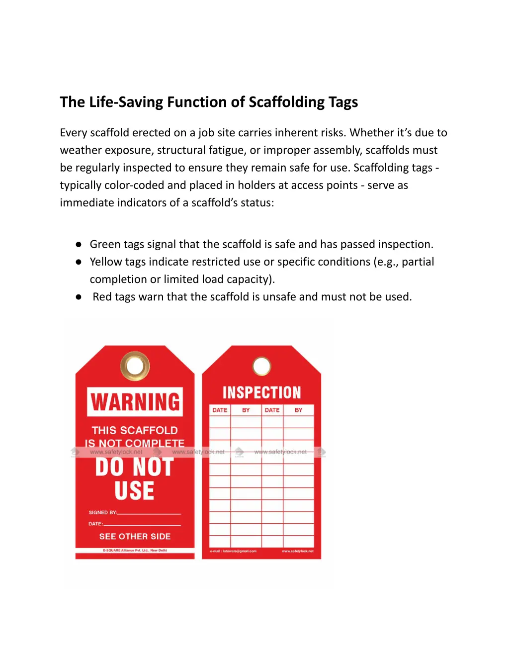 the life saving function of scaffolding tags