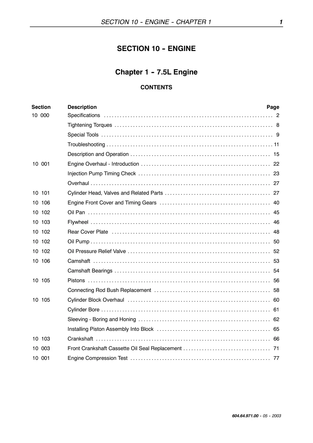 section 10 engine chapter 1
