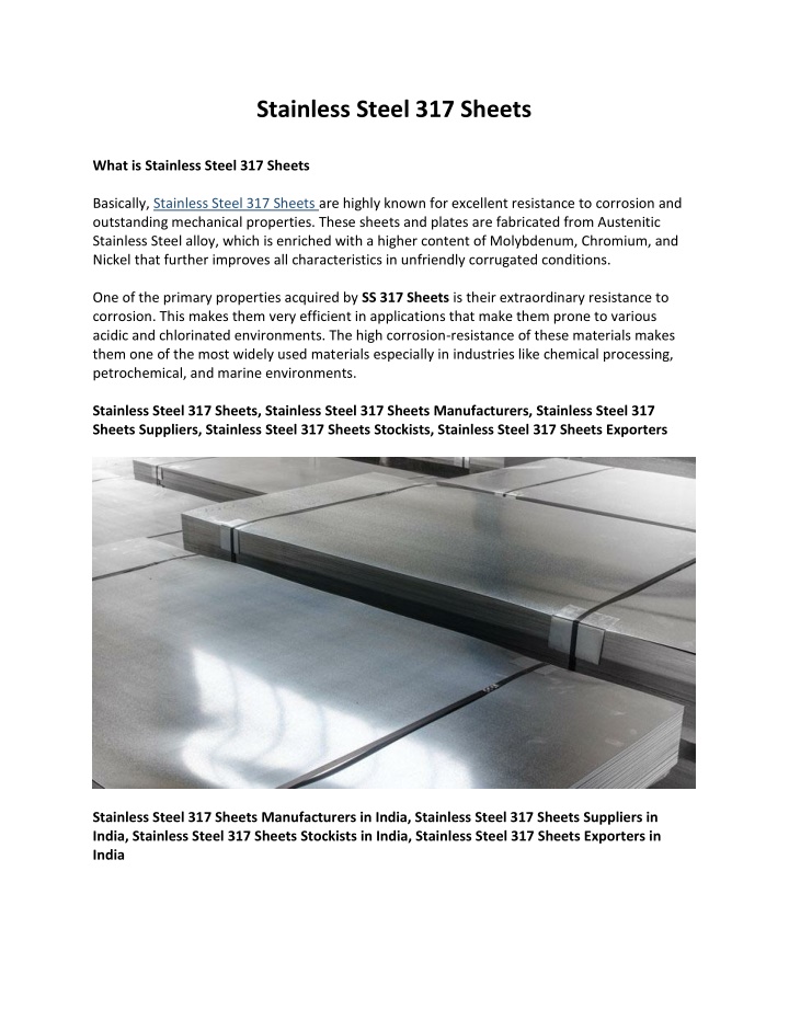 stainless steel 317 sheets