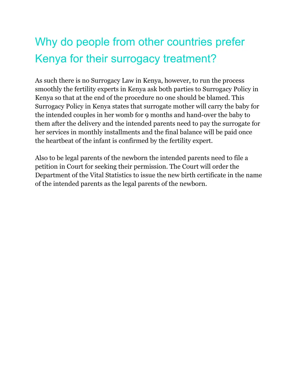 why do people from other countries prefer kenya
