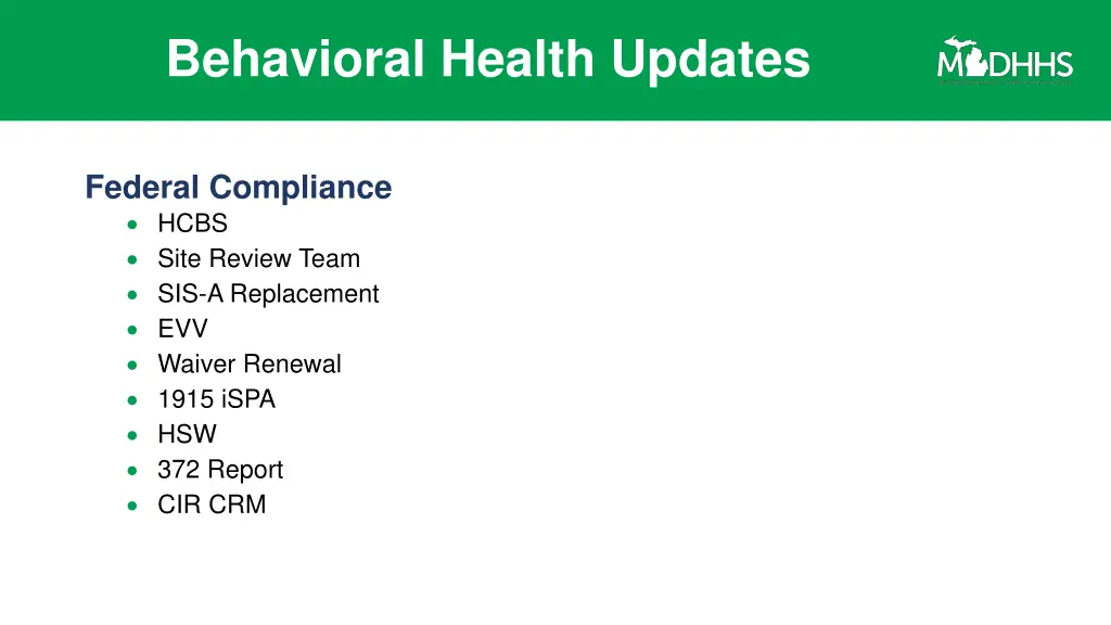 behavioral health updates