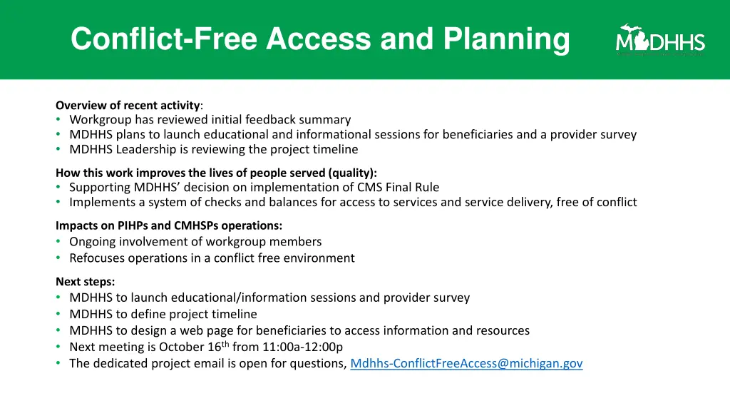 conflict free access and planning