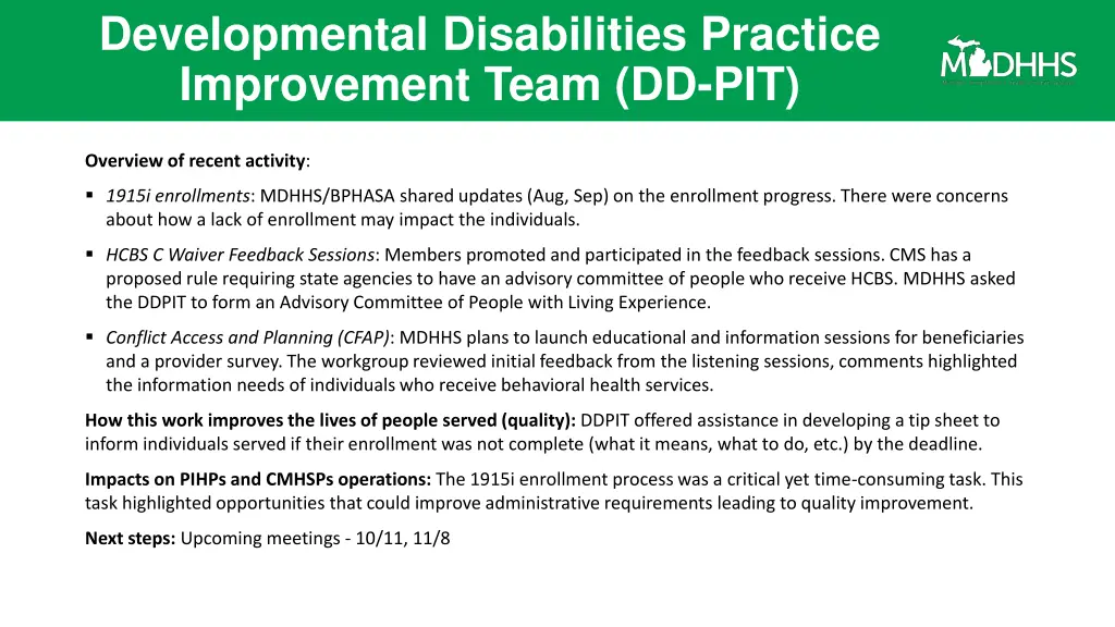 developmental disabilities practice improvement