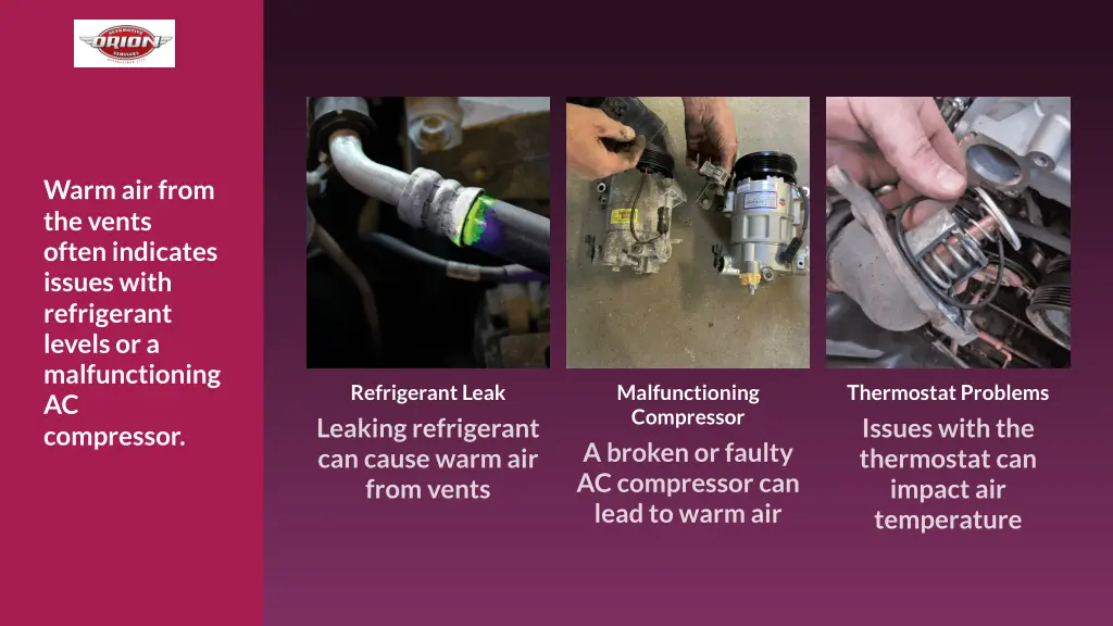 warm air from the vents often indicates issues
