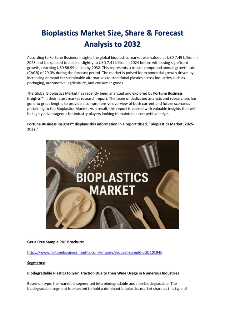 bioplastics market size share forecast analysis