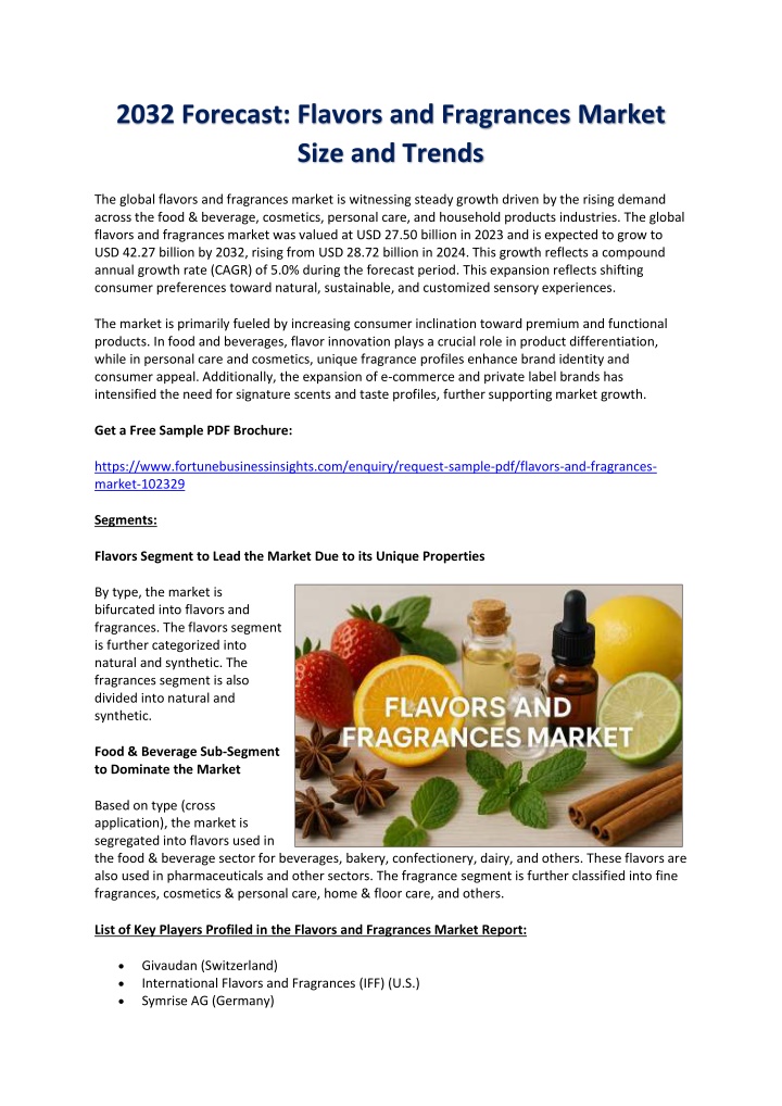 2032 forecast flavors and fragrances market size