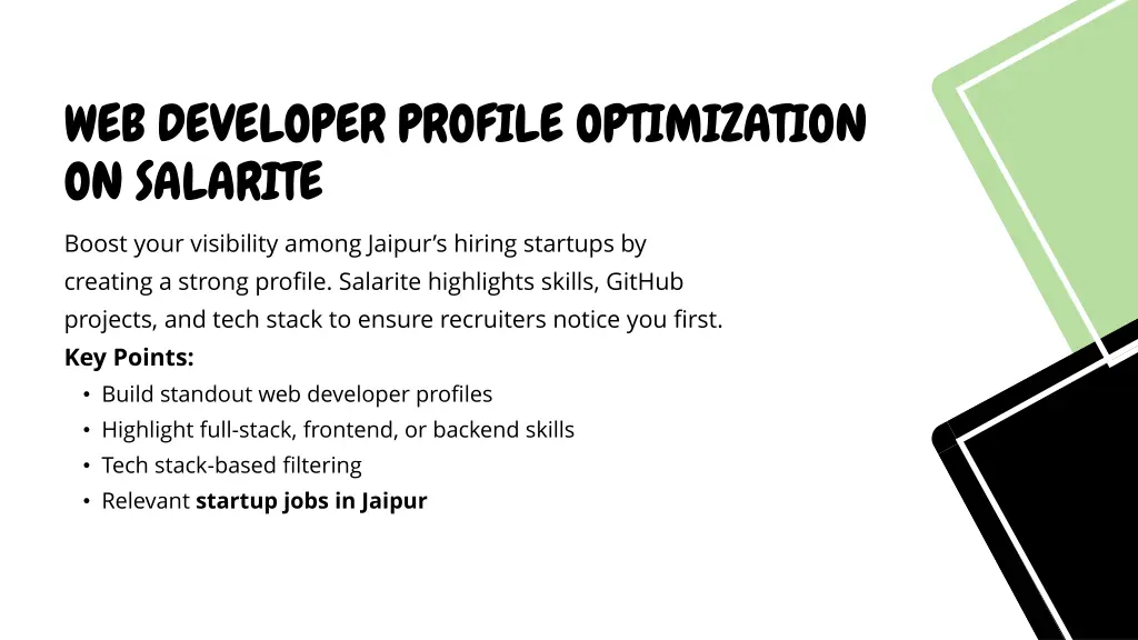 web developer profile optimization on salarite