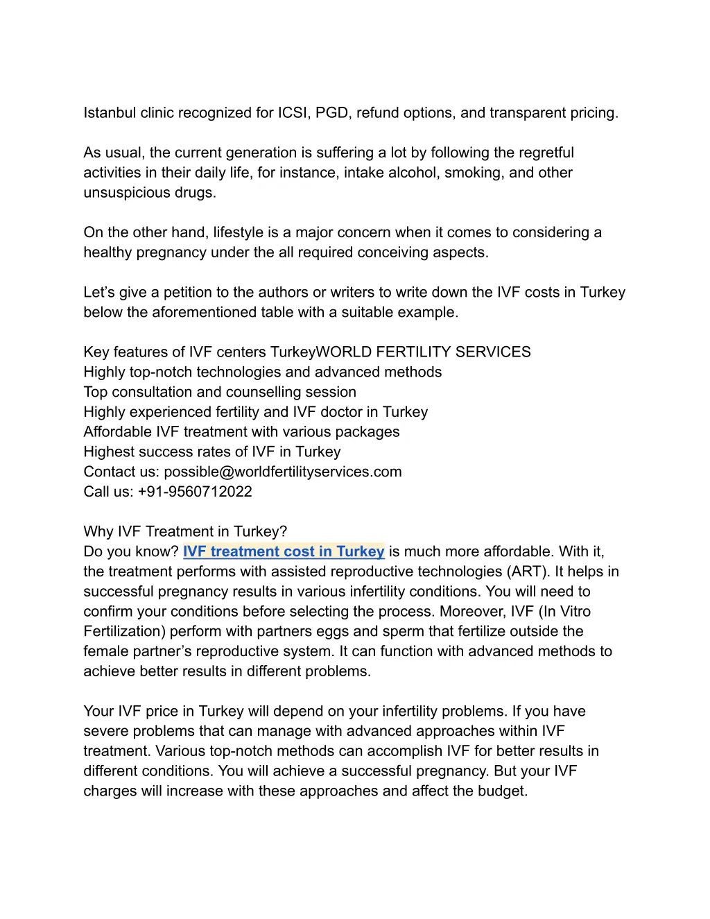 istanbul clinic recognized for icsi pgd refund