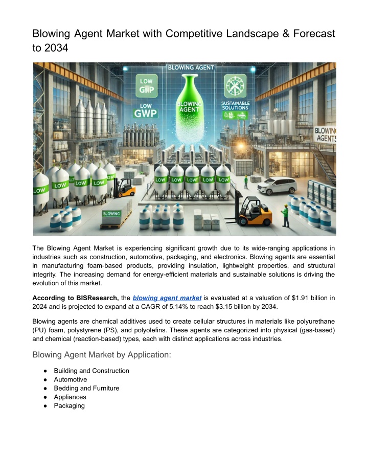 blowing agent market with competitive landscape