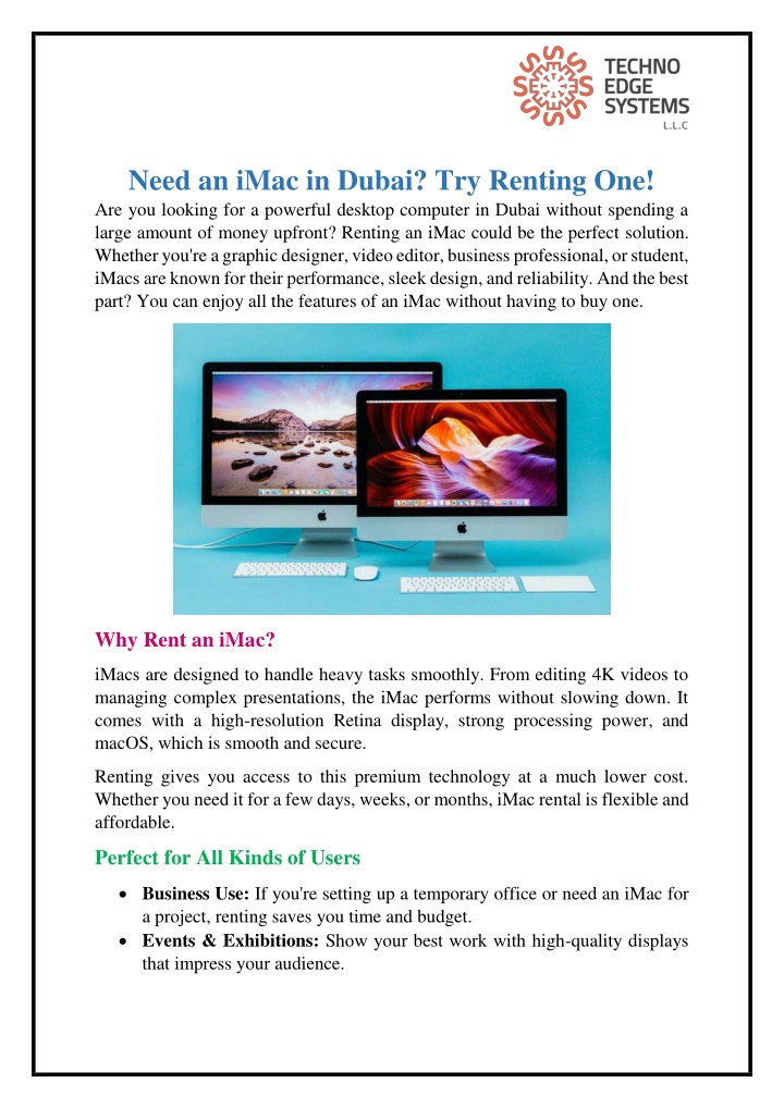 need an imac in dubai try renting