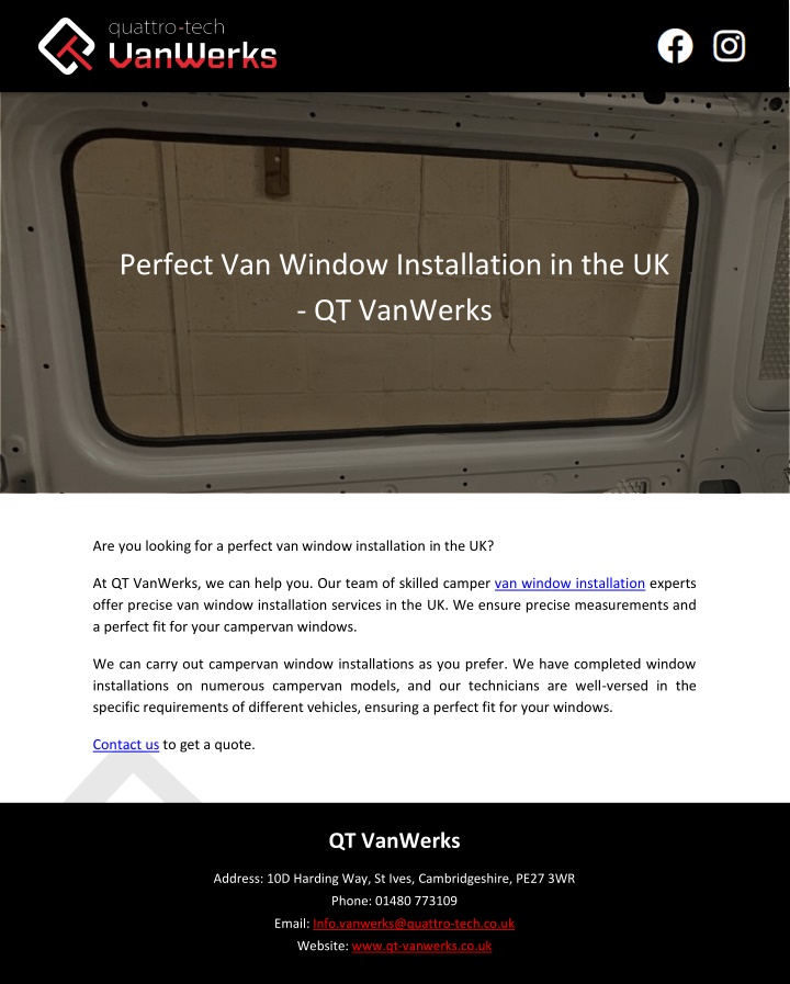 perfect van window installation