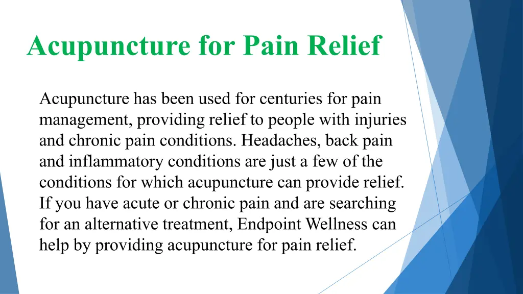acupuncture for pain relief