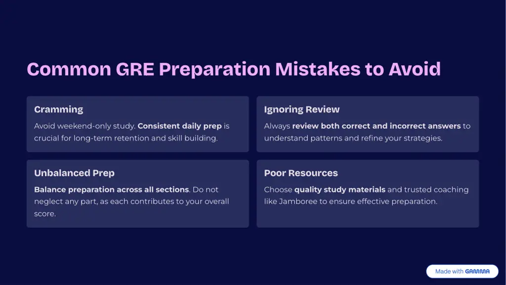 common gre preparation mistakes to avoid