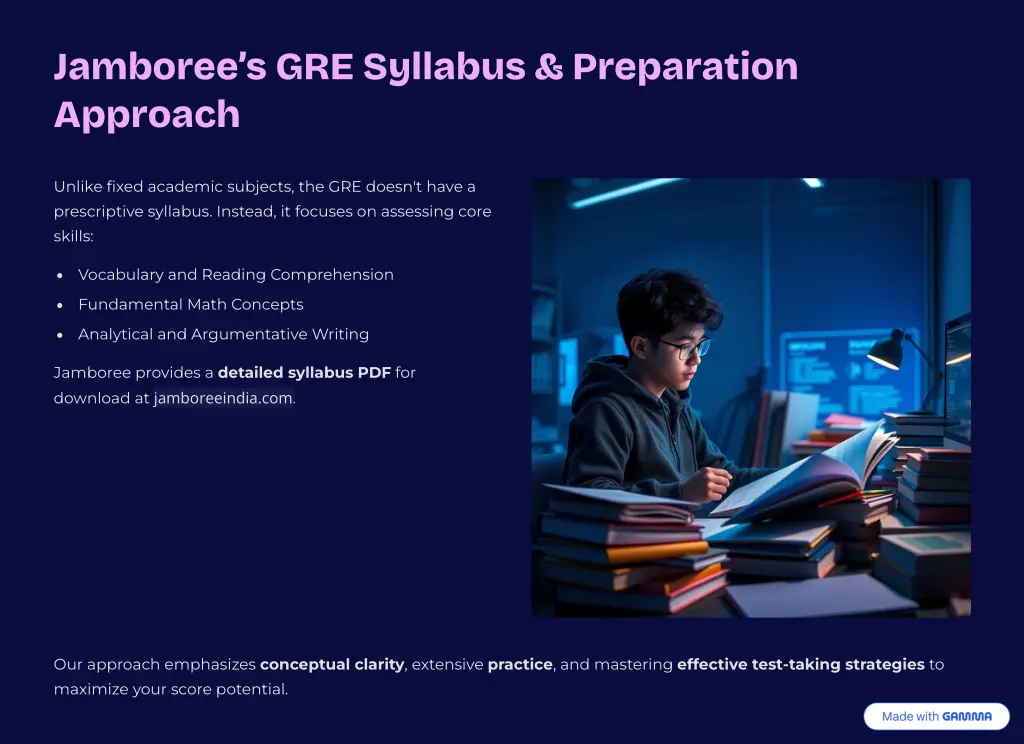 jamboree9s gre syllabus preparation approach
