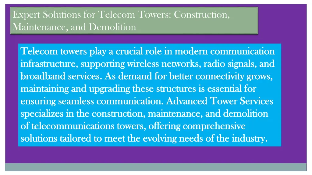 expert solutions for telecom towers construction