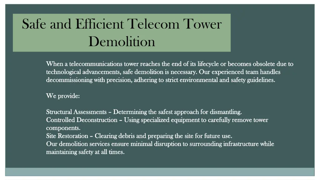 safe and efficient telecom tower demolition