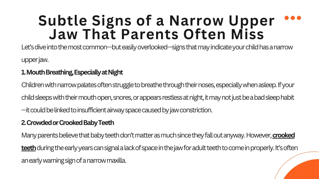 subtle signs of a narrow upper jaw that parents