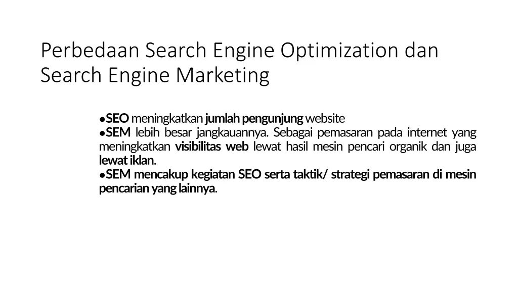 perbedaan search engine optimization dan search