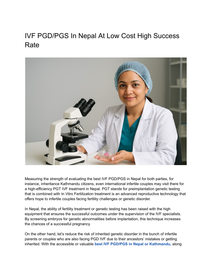 ivf pgd pgs in nepal at low cost high success rate