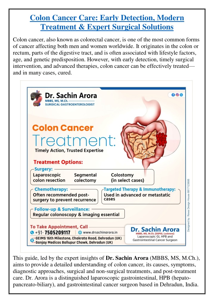 colon cancer care early detection modern