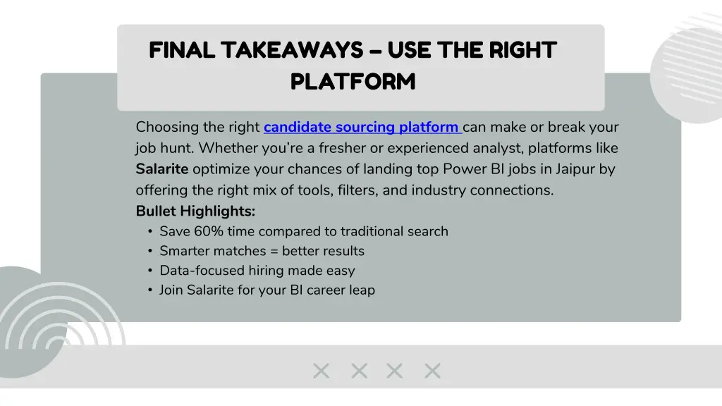 final takeaways use the right platform