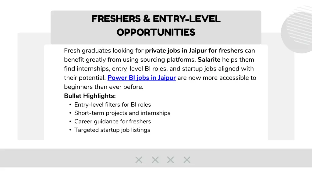 freshers entry level opportunities