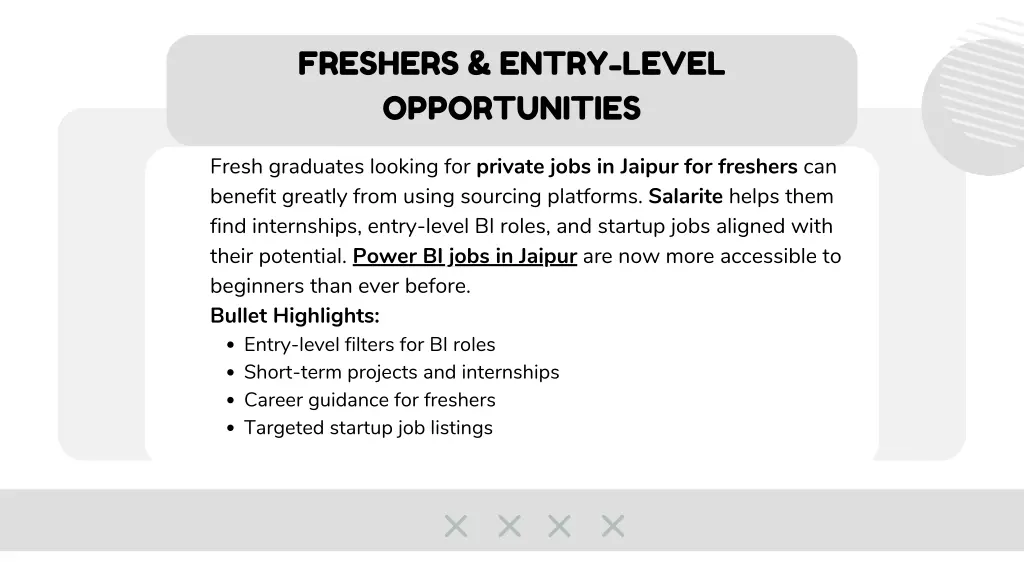 freshers entry level opportunities