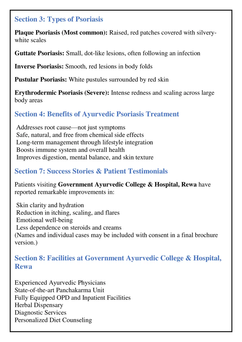 section 3 types of psoriasis