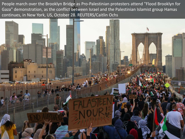 people march over the brooklyn bridge