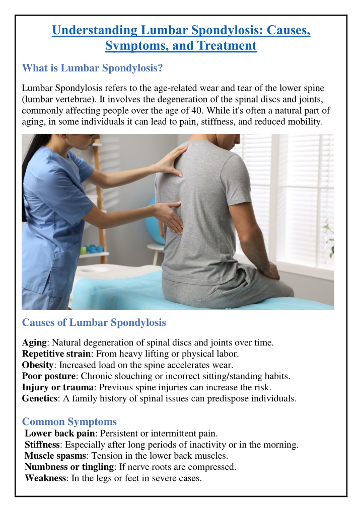 understanding lumbar spondylosis causes symptoms