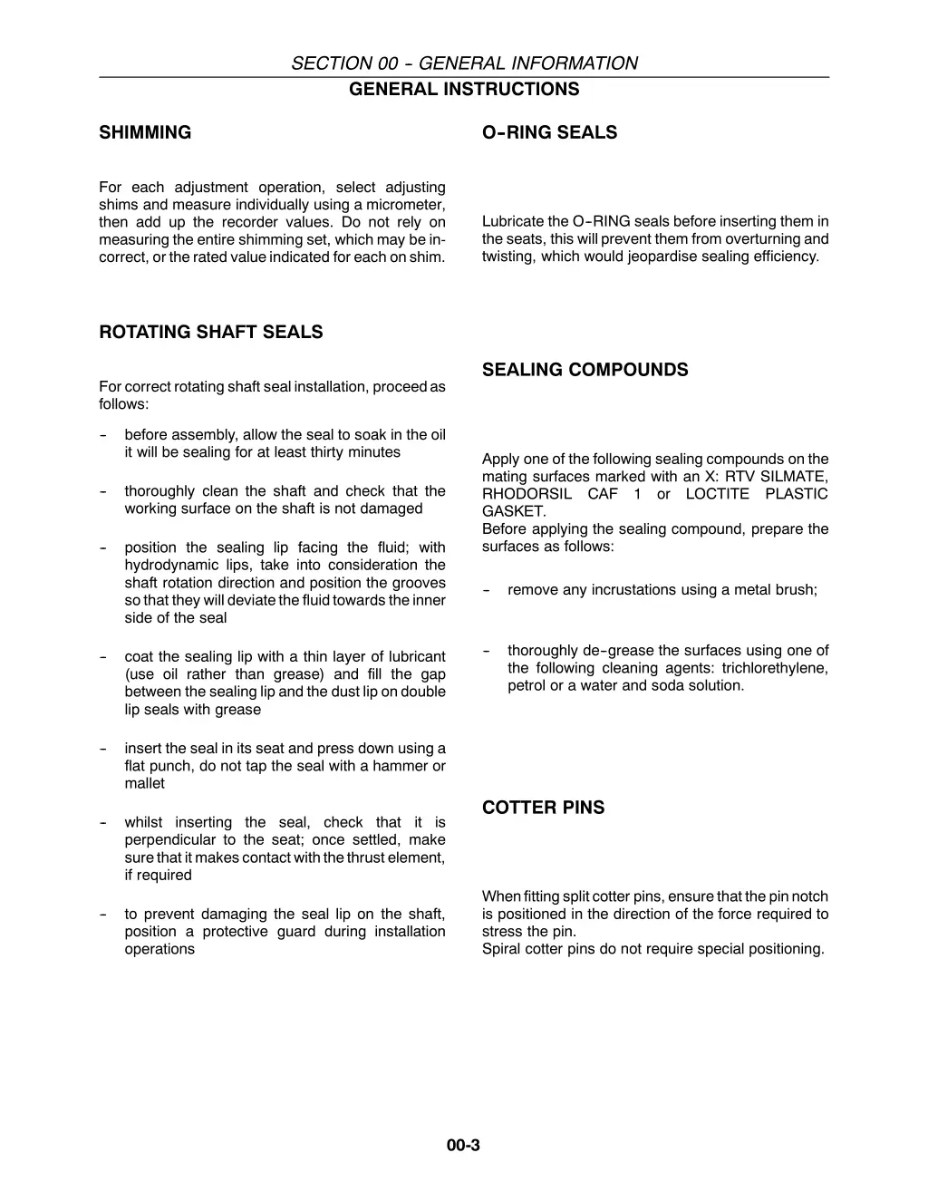 section 00 general information general