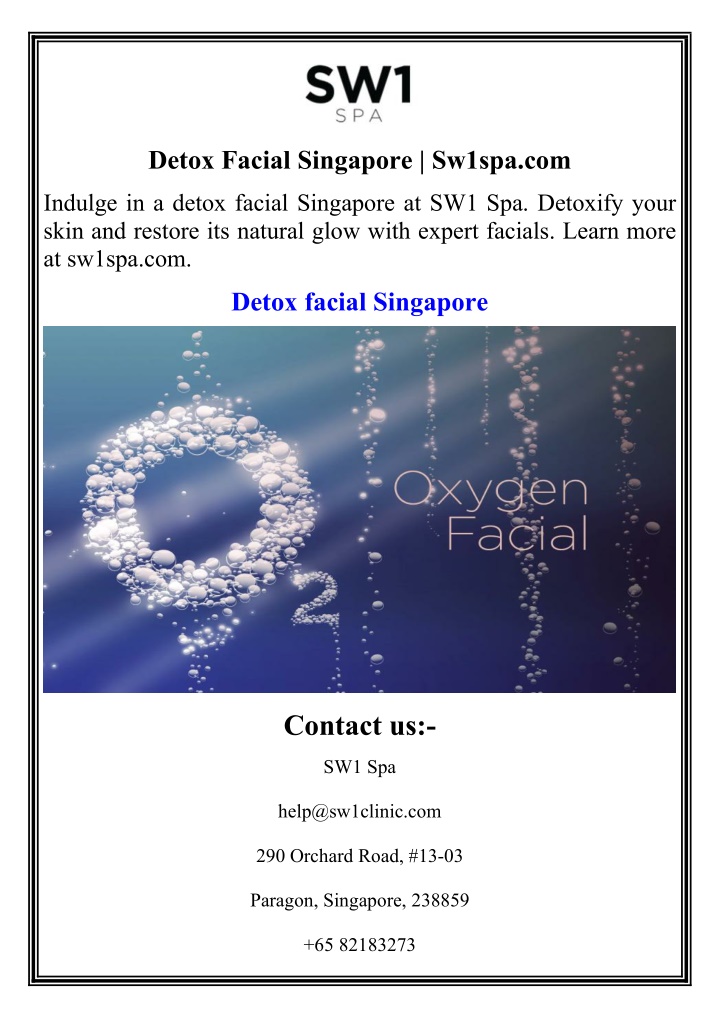 detox facial singapore sw1spa com