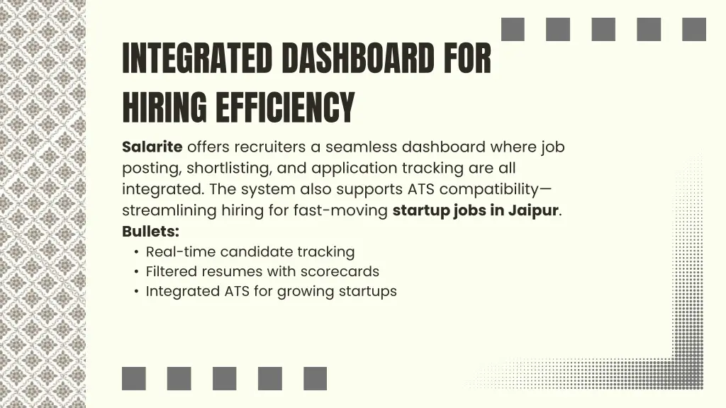 integrated dashboard for hiring efficiency