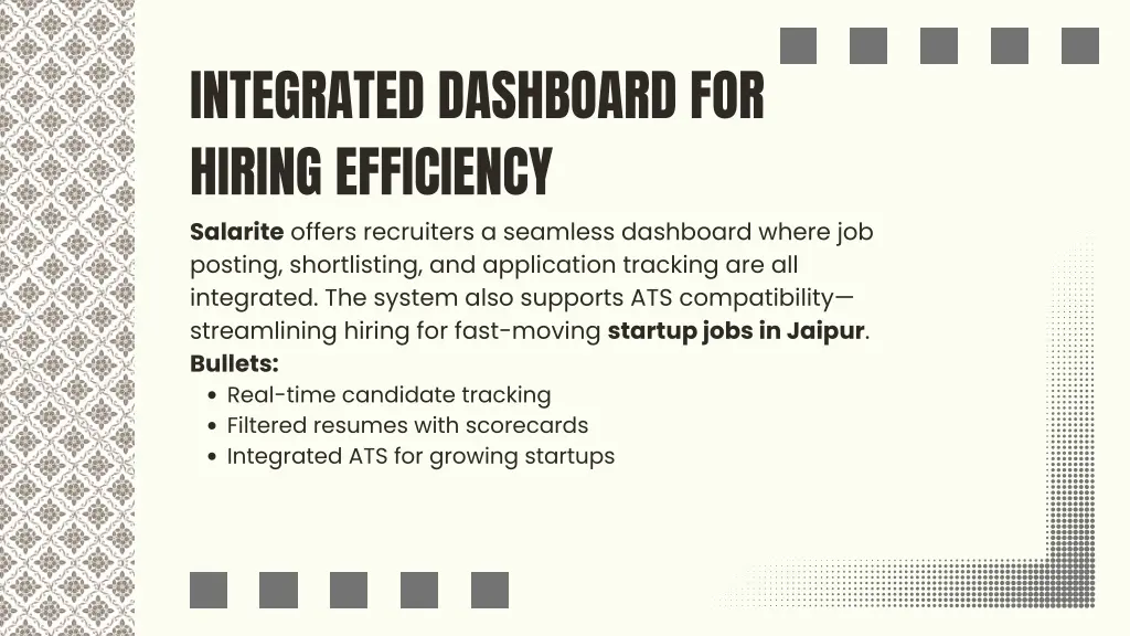 integrated dashboard for hiring efficiency