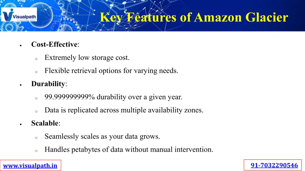 key features of amazon glacier