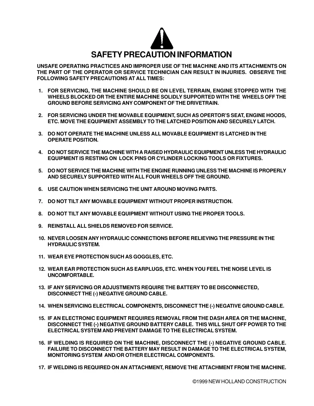 safety precaution information