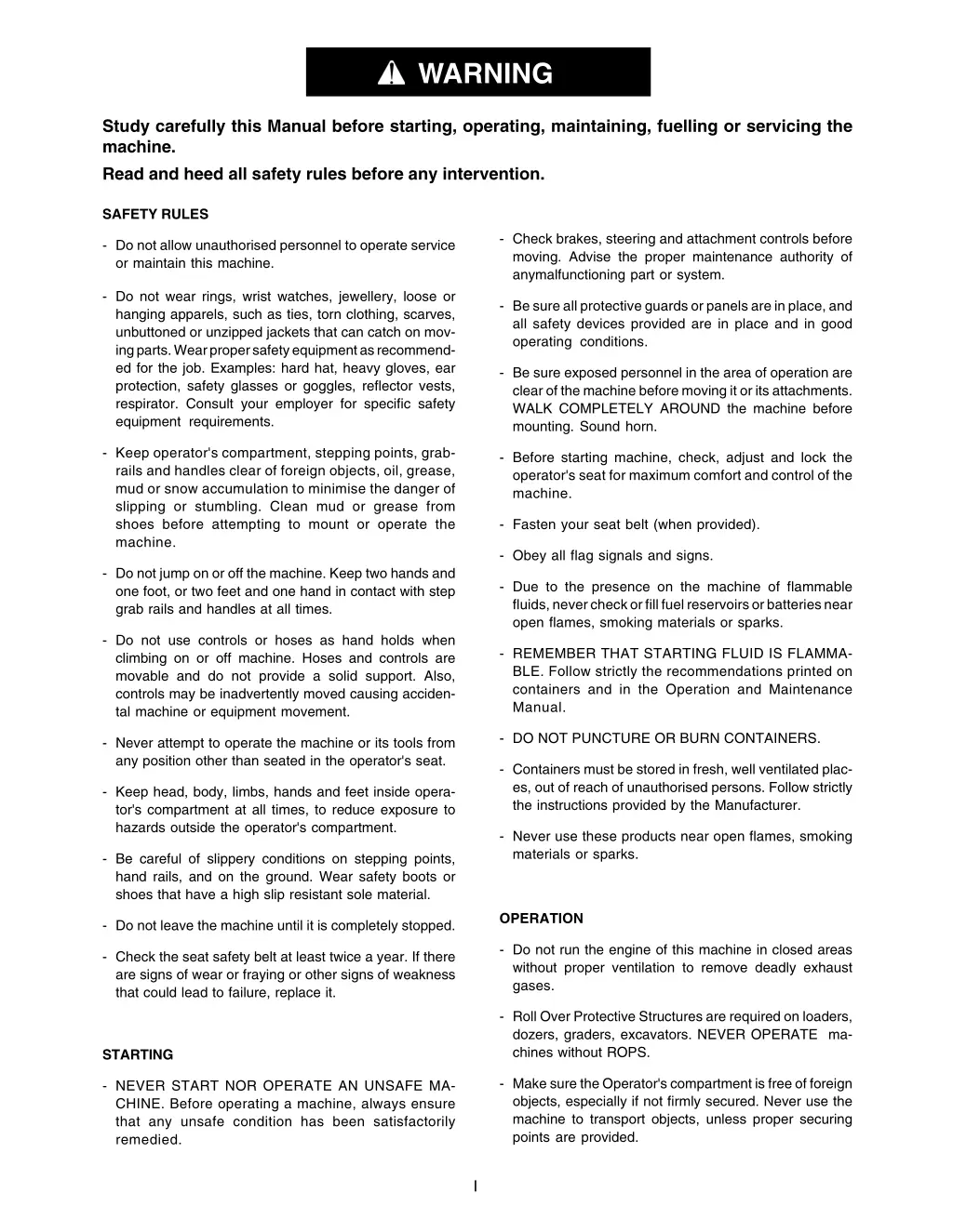 safety rules warning
