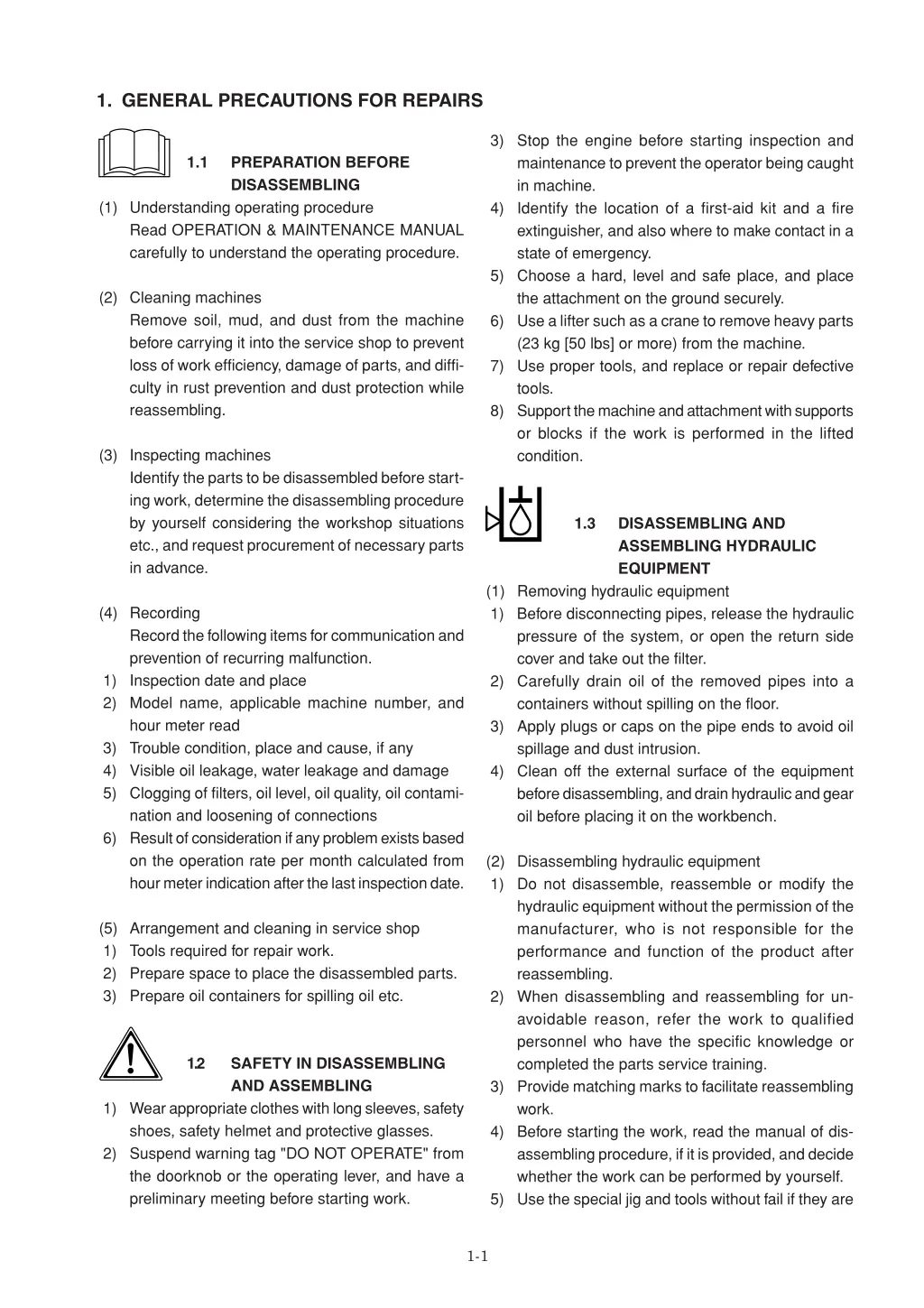 1 general precautions for repairs