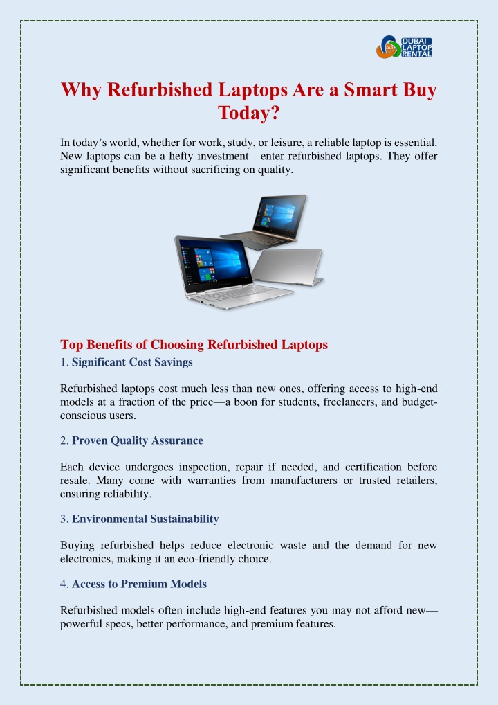 why refurbished laptops are a smart buy today