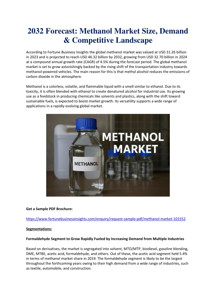 2032 forecast methanol market size demand