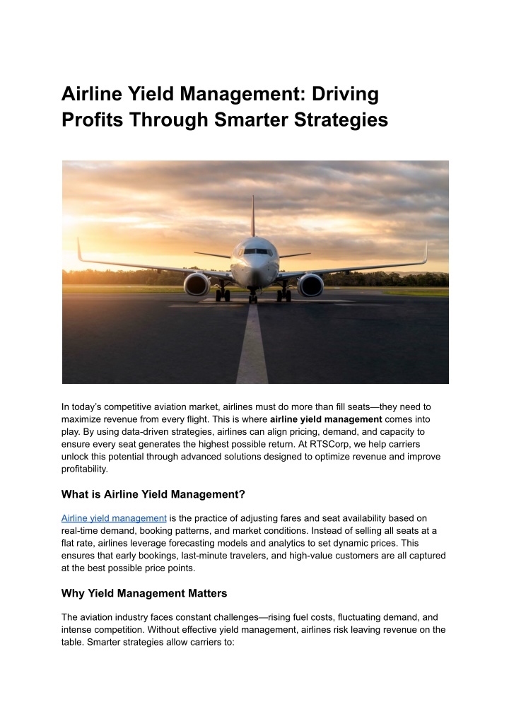 airline yield management driving profits through