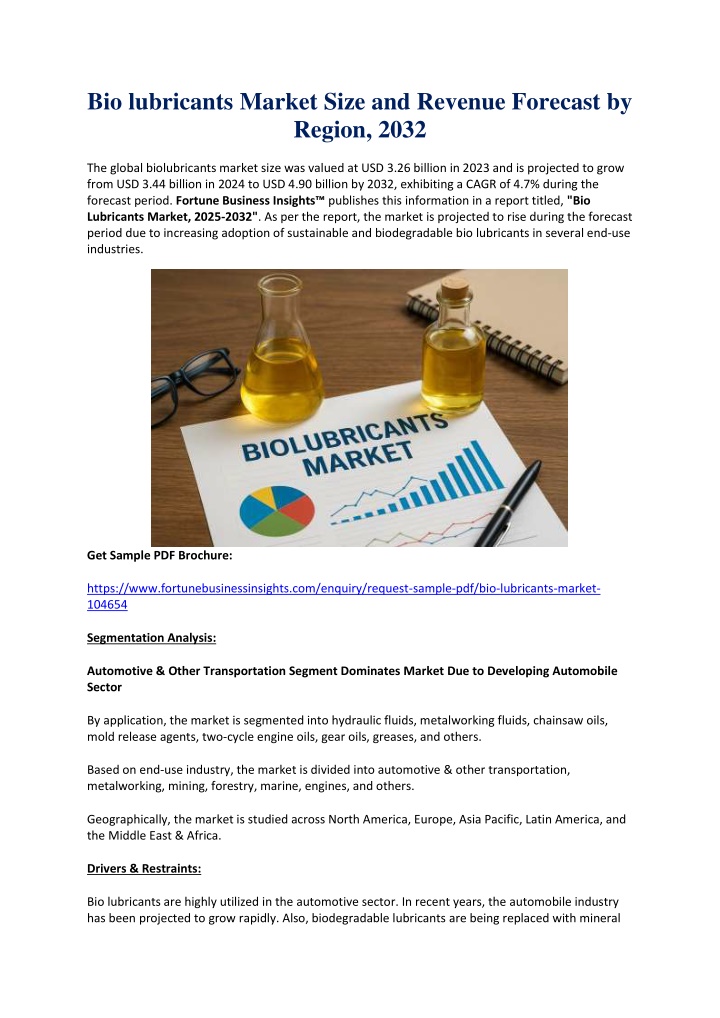 bio lubricants market size and revenue forecast